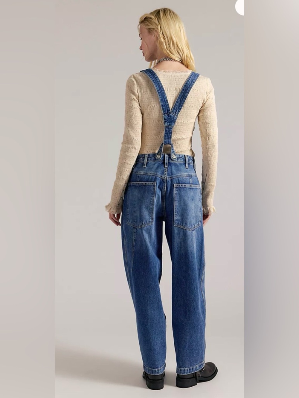 Free People We The Free Berkley Suspender Jeans. NWT. Varsity blues - Picture 10 of 12